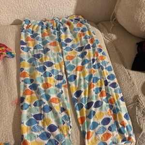 HUE Whimsical Blue and Orange Pajama Bottoms